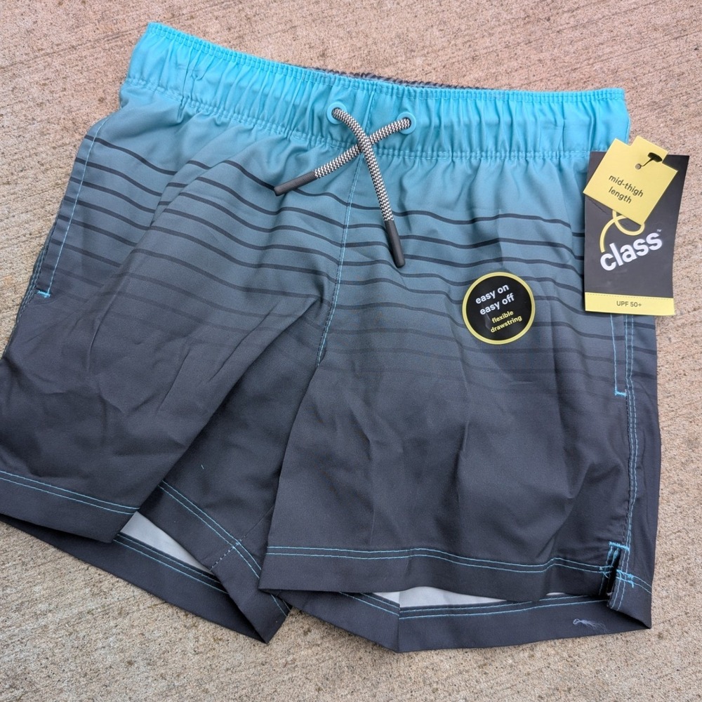 Art Class Swim‎ Trunks Kids Size S 6/7 Blue Ombre NWT UPF 50+ Board Shorts